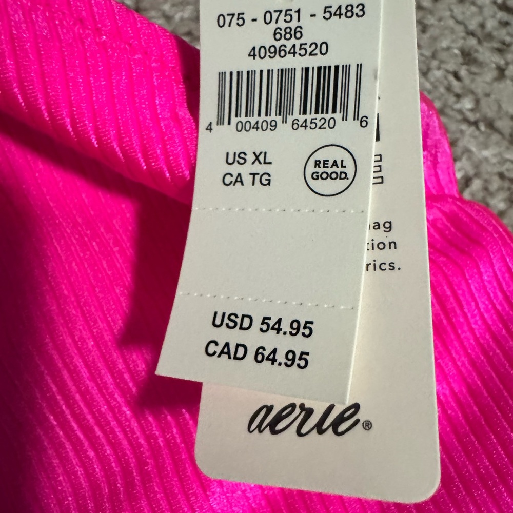 Arie ribbed Pink OneShoulder Swimsuit - Picture 3 of 4